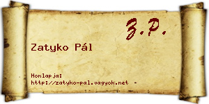 Zatyko Pál névjegykártya
